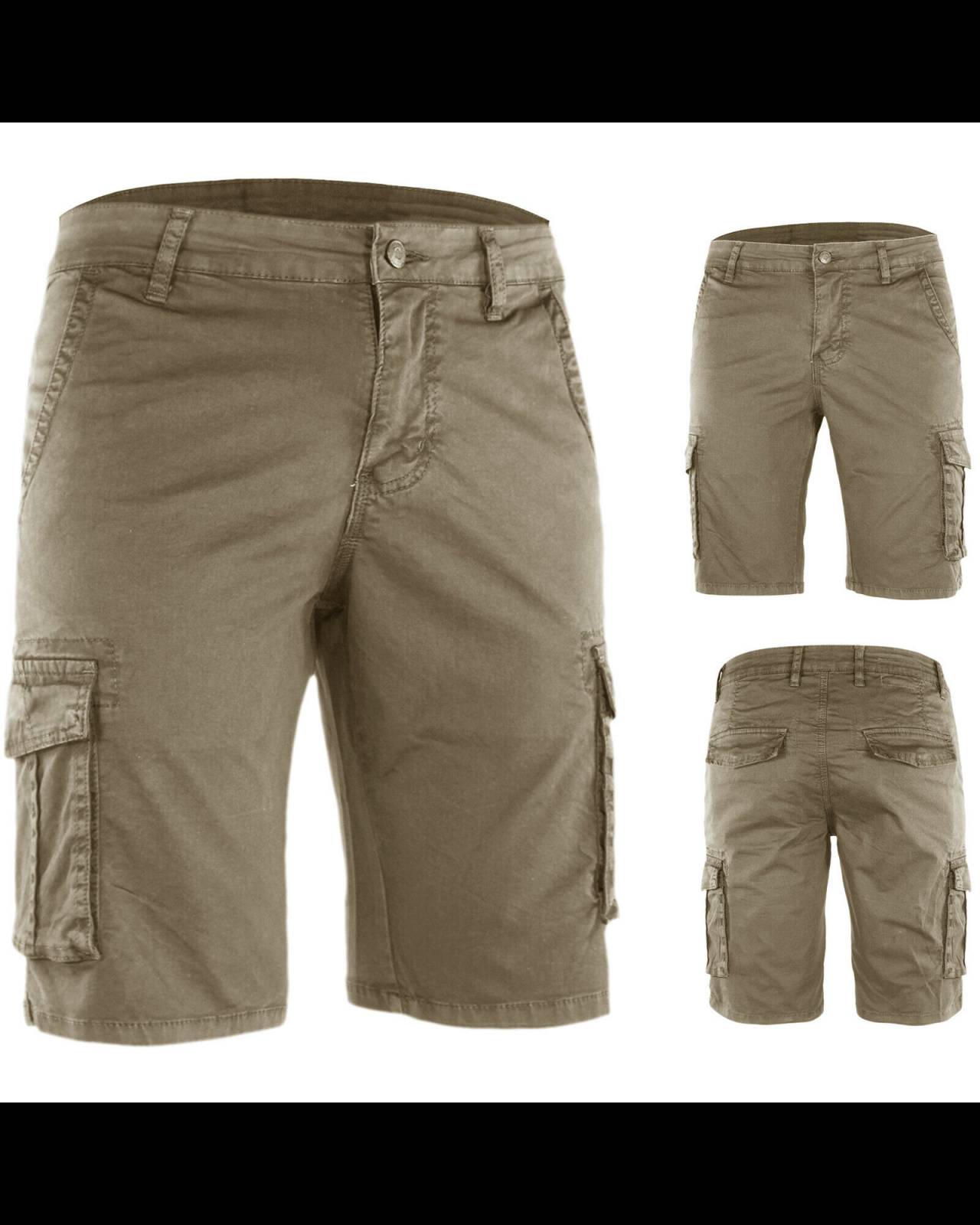 Bermuda Uomo Cotone Shorts Cargo Tasconi Laterali Pantalone Corto Casual Veque