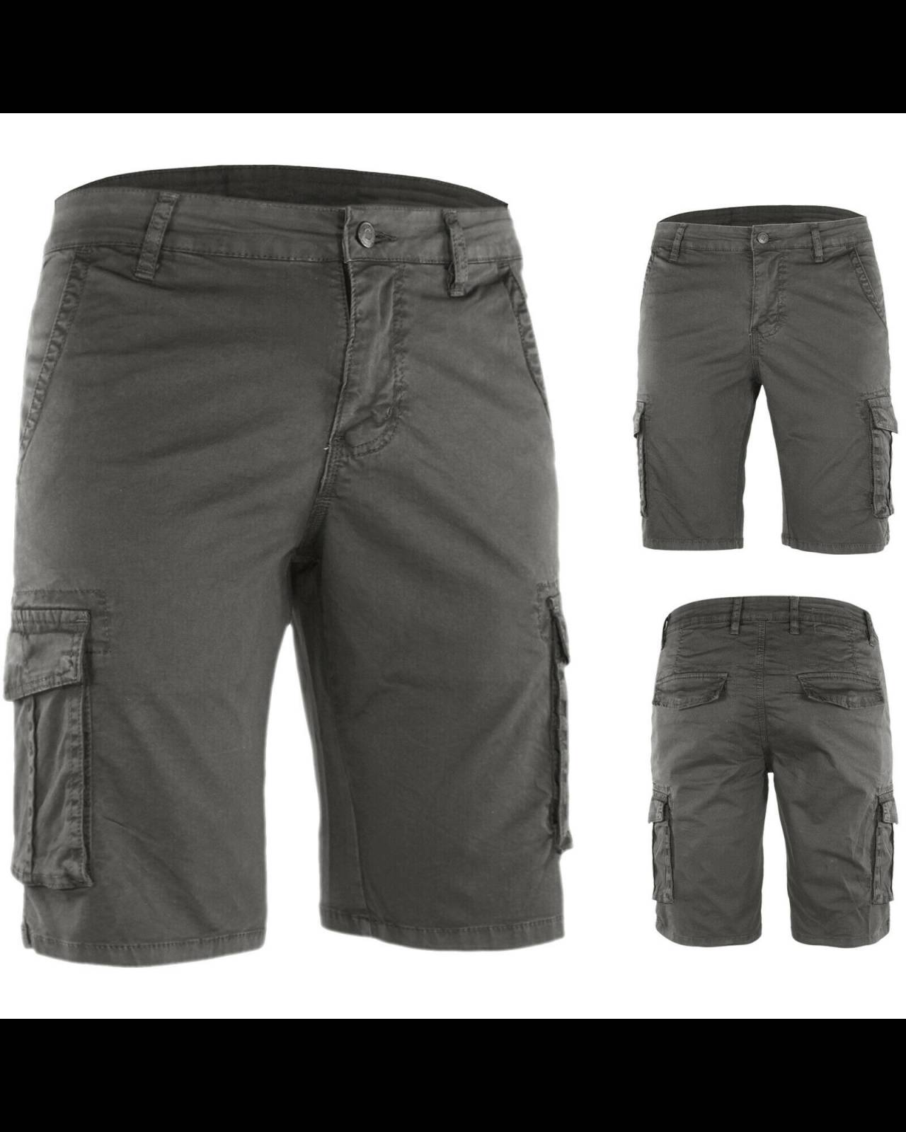 Bermuda Uomo Cotone Shorts Cargo Tasconi Laterali Pantalone Corto Casual Veque