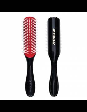 Denman Curly Hair Brush D3 (Black & Red) 7 Row Styling Brush for Detangling, Separating, Shaping and Defining Curls - For Women and Men