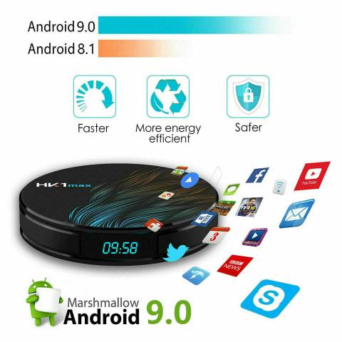 SMART TV BOX ANDROID 9.0 IPTV 4K FULL HD 1080P 4GB 64GB ROM DECODER WIFI HK1MAX