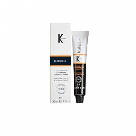 KIT TINTURA SOPRACCIGLIA CON OSSIGENO 3% KALENTIN IN VARI COLORI 30 ml (NERO BLU)