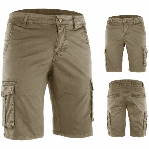 Bermuda Uomo Cotone Shorts Cargo Tasconi Laterali Pantalone Corto Casual Veque