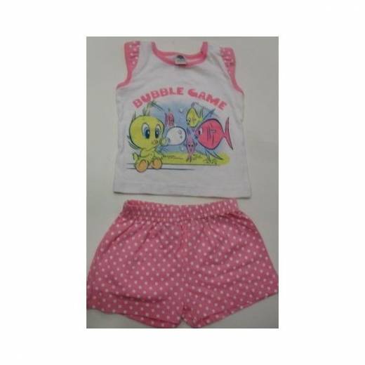 Completino Looney Tunes Titty Rosa Giro Maniche 
