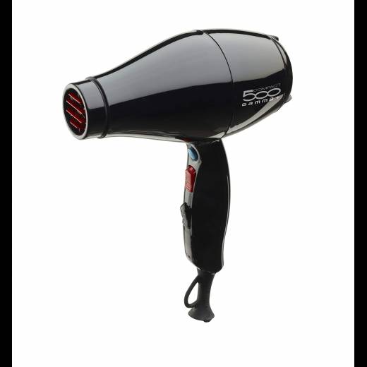 GAMMAPIU’ Asciugacapelli Professionale 500 Compact Light, Phon per Capelli Leggero e Compatto, E.T.C. Technology Asciugatura Profonda, Griglia Rivestita in Tormalina, W1800-2000 (nero)
