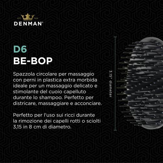 Denman Spazzola per Massaggi e per Applicare Shampoo D6, Nero