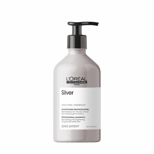 L'Oréal Professionnel, Shampoo Professionale per Capelli Bianchi o Grigi, Colore Brillante, Capelli Morbidi e Luminosi, Arricchito con Magnesio e Agenti Anti-Giallo, 500 ml