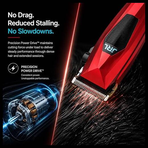 Amazon Series JRL 3000CE-F Mini tagliacapelli professionale con lama conica, sistema di bloccaggio a 5 livelli, 7800 giri/min, motore brushless per barbieri e stilisti (rosso)