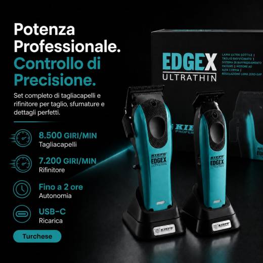 Kiepe EDGEX Ultrathin – Tagliacapelli e Rifinitore Professionale Uomo, Zero Gap, Motore Brushless, Senza Fili