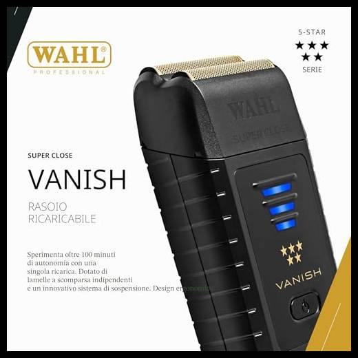 Wahl Professional 5 Star Vanish Rasoio Cordless con Pop Foil Bar Design Ergonomico 100 Min Runtime Batteria agli Ioni di Litio