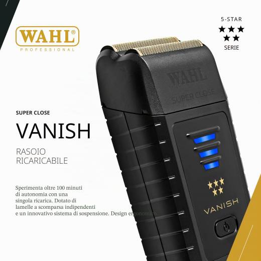 Wahl Professional 5 Star Vanish Rasoio Cordless con Pop Foil Bar Design Ergonomico 100 Min Runtime Batteria agli Ioni di Litio
