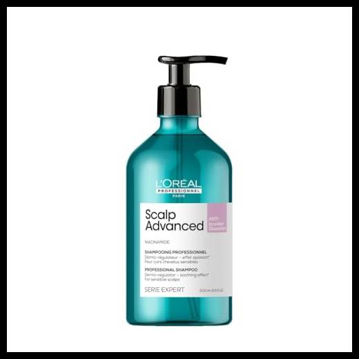 L'Oréal Professionnel Paris Shampoo Lenitivo, Per Cuoio Capelluto Sensibile, Per Capelli Luminosi e Setosi, Con Niacinamide, Anti-Discomfort, Scalp Advanced, 500 ml