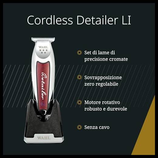 Wahl Cordless Detailer Li - tagliacapelli uomo professionale senza fili per dettagli e rifiniture