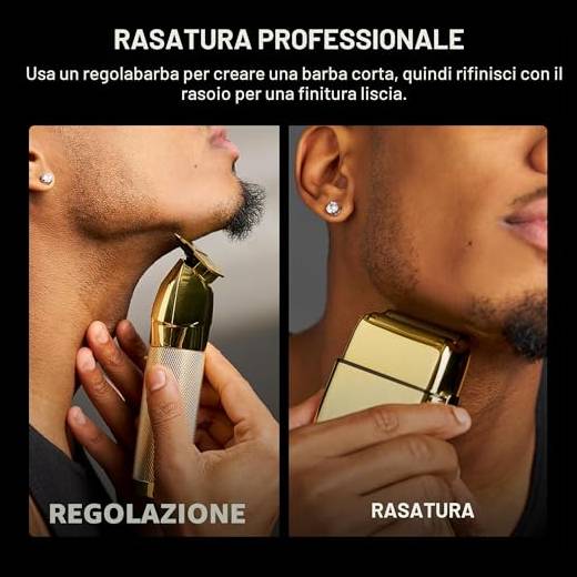 BaBylissPRO FXFS2G FOILFX02 - Rasoio elettrico con lamina dorata in metallo, senza fili