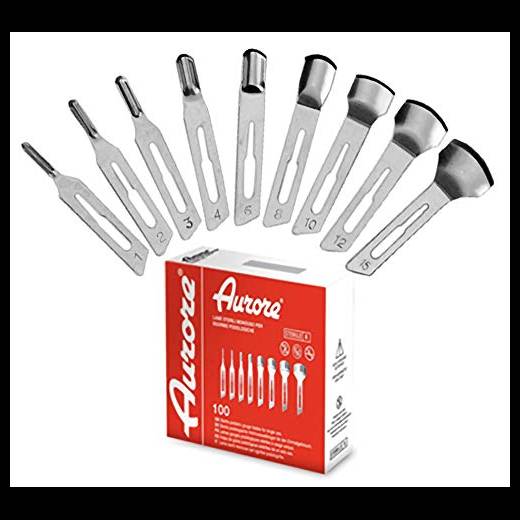 100 LAME SGORBIA BISTURI DA RICAMBIO MANICURE E PEDICURE AURORE PROFESSIONALE ESTETISTA (N° 4)