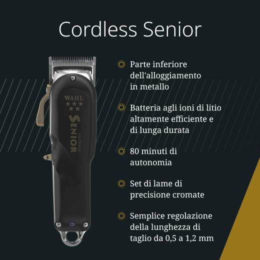 Wahl Cordless Senior - Tagliacapelli professionale con o senza cavo - Tagliacapelli potente e veloce per sfumature di precisione e tagli ravvicinati