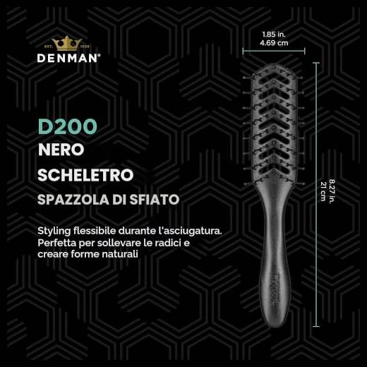 Denman Flexible Vent Brush for Blow Drying - Styling Hair Brush for Wet Dry Curly Thick Straight Hair - For Women and Men (Black), (F200TEPT)