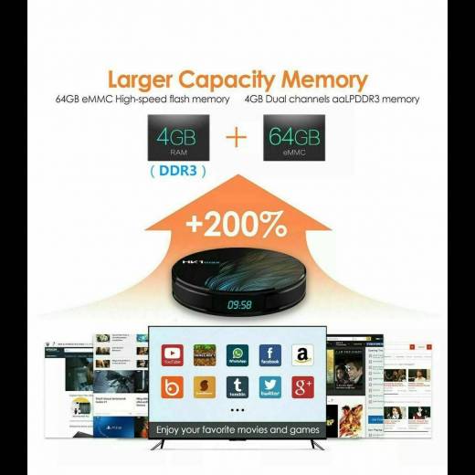 SMART TV BOX ANDROID 9.0 IPTV 4K FULL HD 1080P 4GB 64GB ROM DECODER WIFI HK1MAX