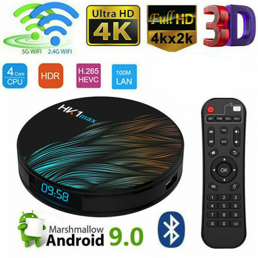 SMART TV BOX ANDROID 9.0 IPTV 4K FULL HD 1080P 4GB 64GB ROM DECODER WIFI HK1MAX