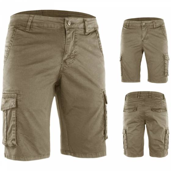 Bermuda Uomo Cotone Shorts Cargo Tasconi Laterali Pantalone Corto Casual Veque