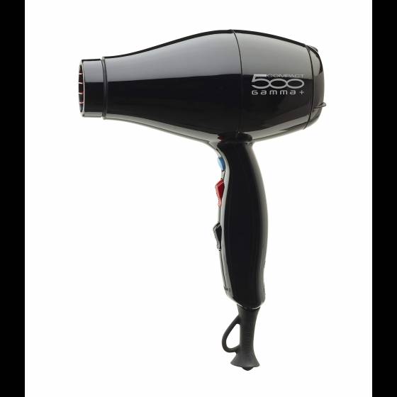 GAMMAPIU’ Asciugacapelli Professionale 500 Compact Light, Phon per Capelli Leggero e Compatto, E.T.C. Technology Asciugatura Profonda, Griglia Rivestita in Tormalina, W1800-2000 (nero)
