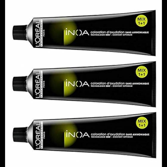 L'Oreal Professionnel Inoa - Set di 3 colorazioni senza ammoniaca, n. 4 castagno, 60 ml