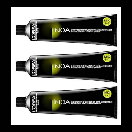 L'Oreal Professionnel Inoa - Set di 3 colorazioni senza ammoniaca, n. 4 castagno, 60 ml