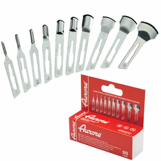 20 LAME SGORBIA STERILI BISTURI PEDICURE AURORE PROFESSIONALE ESTETISTA (N° 3)