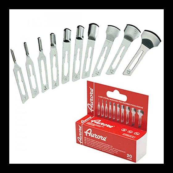 20 LAME SGORBIA STERILI BISTURI PEDICURE AURORE PROFESSIONALE ESTETISTA (N° 3)