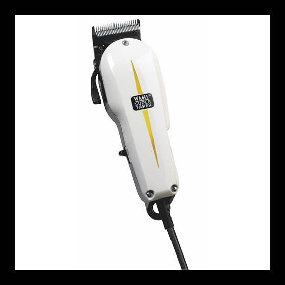 Wahl Super Taper, Tagliacapelli Professionale con Cavo, Nero/Bianco Highlight: Tagliacapelli con Cavo, Motore V5000 ad Alte Prestazioni, 4 Pettini 3-6-10-13 mm,Per Capelli Fini e Medi, Design Classico
