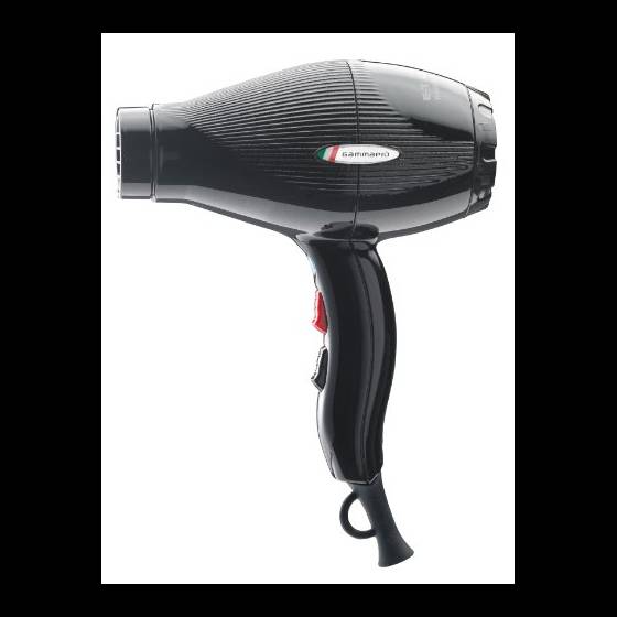 GAMMAPIU’ Asciugacapelli Professionale E-T.C. Light Nero Lucido, Phon per Capelli Leggero (430gr), Phon Professionale Compatto, solo 18, 5 cm, Griglia Rivestita in Tormalina, W1800-2100