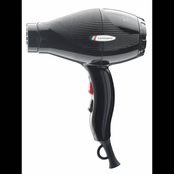 GAMMAPIU’ Asciugacapelli Professionale E-T.C. Light Nero Lucido, Phon per Capelli Leggero (430gr), Phon Professionale Compatto, solo 18, 5 cm, Griglia Rivestita in Tormalina, W1800-2100