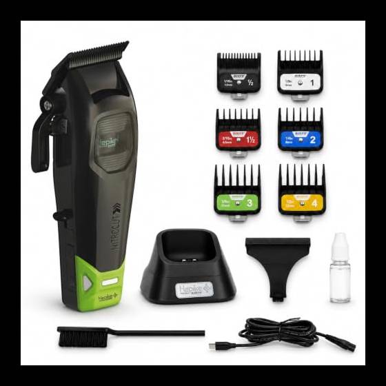 Kiepe Hepike 6371 - Tagliacapelli professionale, senza fili/cavi, motore brushless 8000 giri/min, luce LED, 6 inserti da 1,5 a 13 mm, batteria al litio, base di ricarica, Barber Clipper