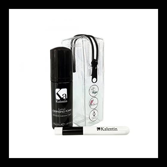 KALENTIN | Kit Vegano Mousse Extension Ciglia + Pennello | Cleasing Foam + Brush 50Ml