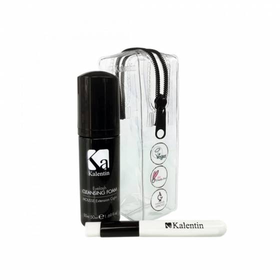 KALENTIN | Kit Vegano Mousse Extension Ciglia + Pennello | Cleasing Foam + Brush 50Ml