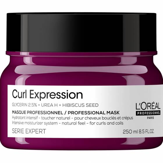L'Oréal Professionnel Paris Maschera Ultra Nutriente, Idratazione intesa per Capelli Ricci e Voluminosi, Arricchito con Glicerina, Urea H e Semi di Ibisco, Serie Expert Curl Expression, 250 ml