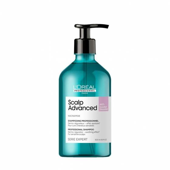 L'Oréal Professionnel Paris Shampoo Lenitivo, Per Cuoio Capelluto Sensibile, Per Capelli Luminosi e Setosi, Con Niacinamide, Anti-Discomfort, Scalp Advanced, 500 ml