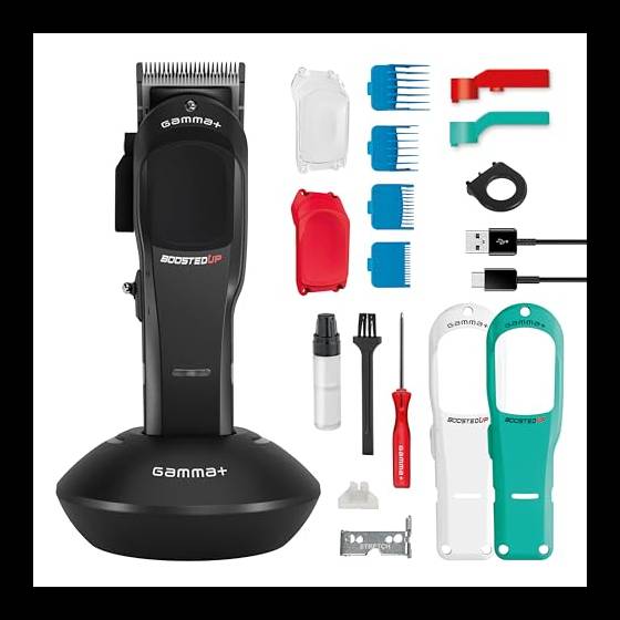 GAMMA+ Boosted UP Clipper Professionale con Prestazioni Migliorate, Tagliacapelli Uomo con Lama Regolabile con Motore Rotativo, 120 Min di Autonomia senza Fili, 3 Cover, 4 Pettini, Cavo USB Tipo-C
