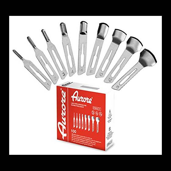 100 LAME SGORBIA BISTURI DA RICAMBIO MANICURE E PEDICURE AURORE PROFESSIONALE ESTETISTA (N° 12)