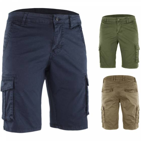 Bermuda Uomo Cotone Shorts Cargo Tasconi Laterali Pantalone Corto Casual Veque